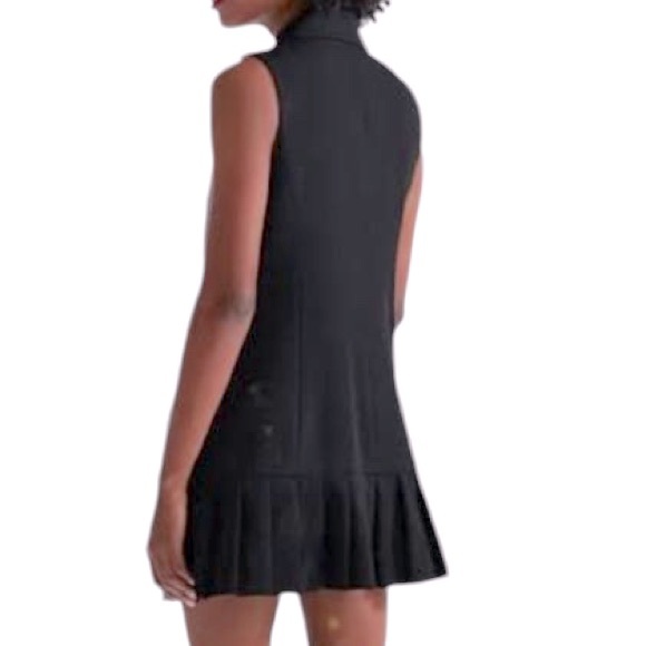 Zara Black Sleeveless Double Breasted Pleated Blazer Mini Dress Waistcoat - XS - Picture 4 of 16